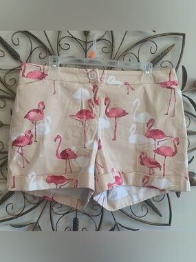Tyler Boe Pink Flamingo Print Shorts 98% Cotton 2% Spandex